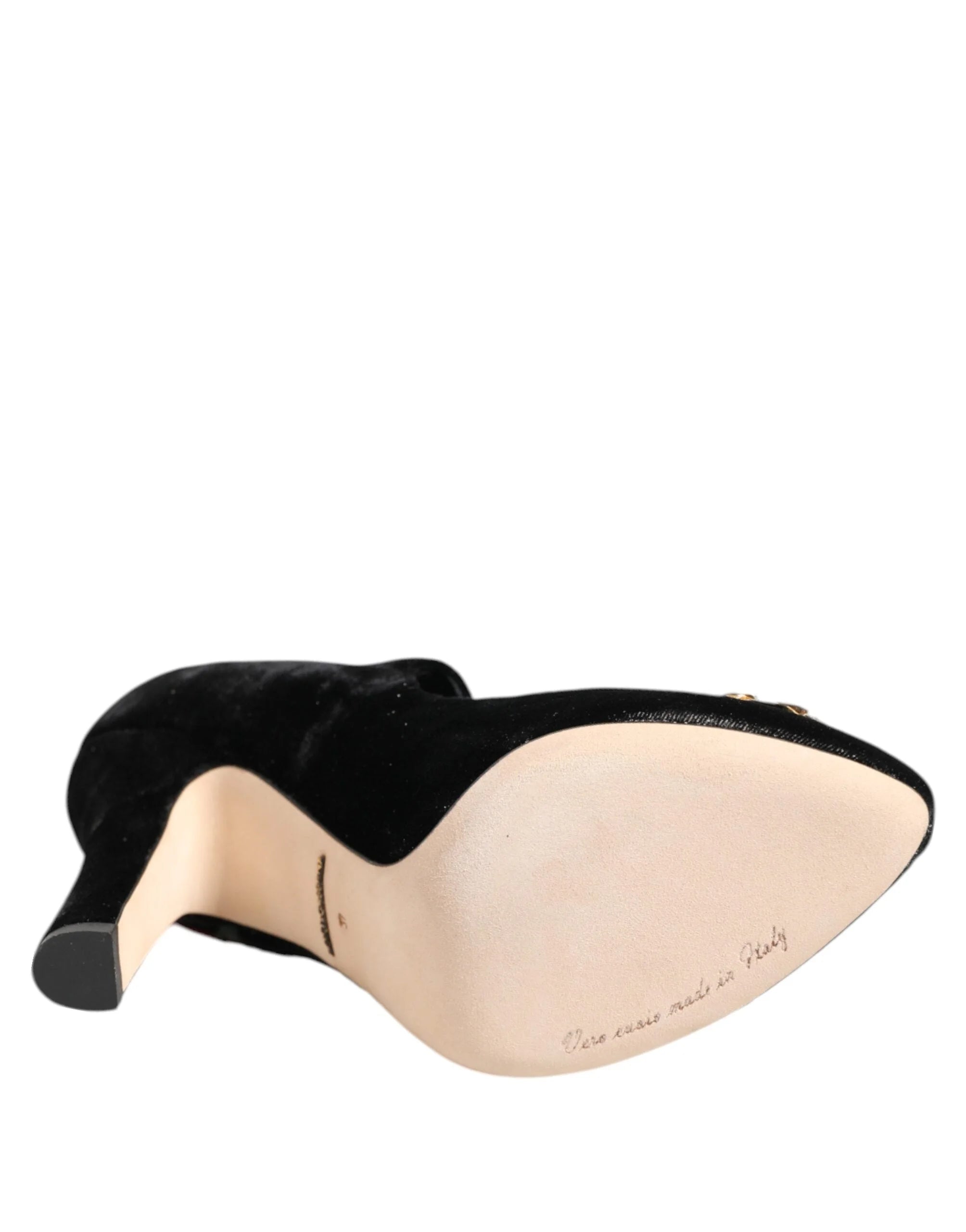 Dolce & Gabbana Black Roses Crystal Brooch Mary Jane Shoes - Heels