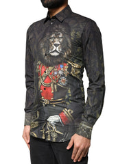 Dolce & Gabbana Black Royal Pet Portrait GOLD Dress Shirt - IT37 | XS - Shirts