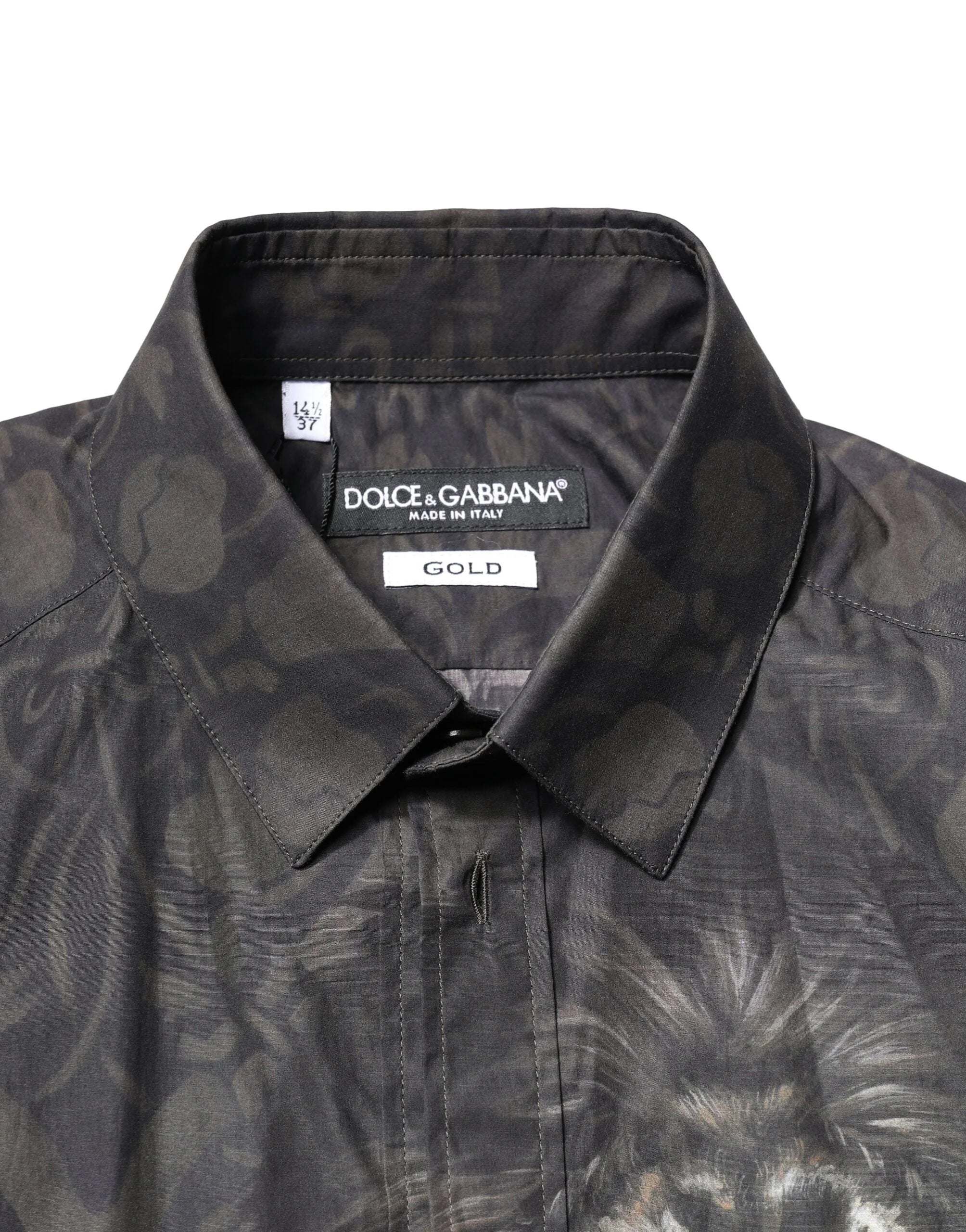 Dolce & Gabbana Black Royal Pet Portrait GOLD Dress Shirt - IT37 | XS - Shirts