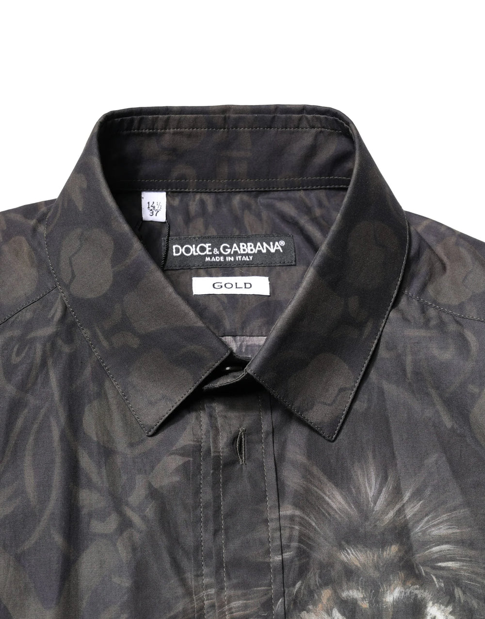 Dolce & Gabbana Black Royal Pet Portrait GOLD Dress Shirt - IT37 | XS - Shirts