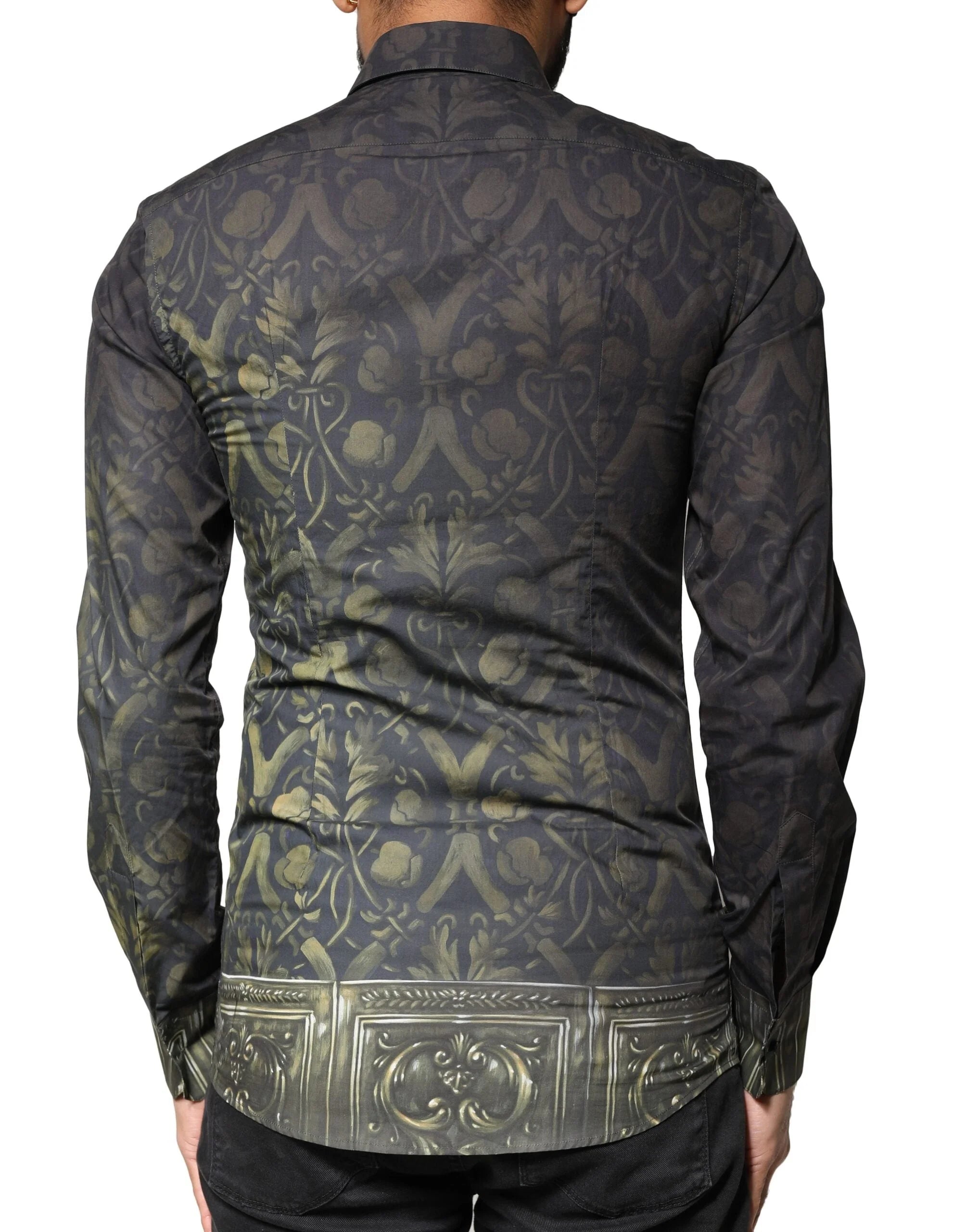 Dolce & Gabbana Black Royal Pet Portrait GOLD Dress Shirt - IT37 | XS - Shirts