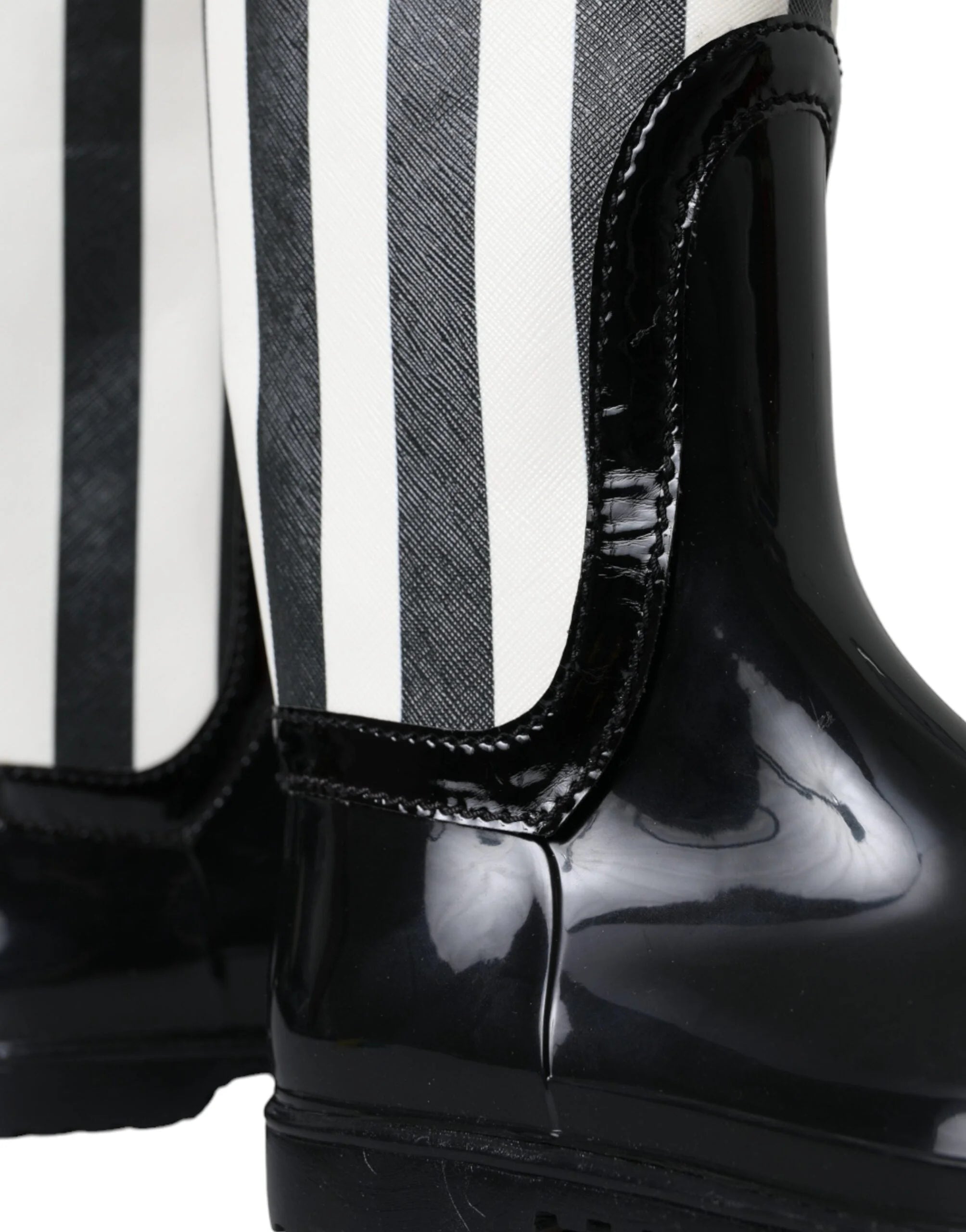 Dolce & Gabbana Black Rubber Knee High Flat Boots Shoes - Boots