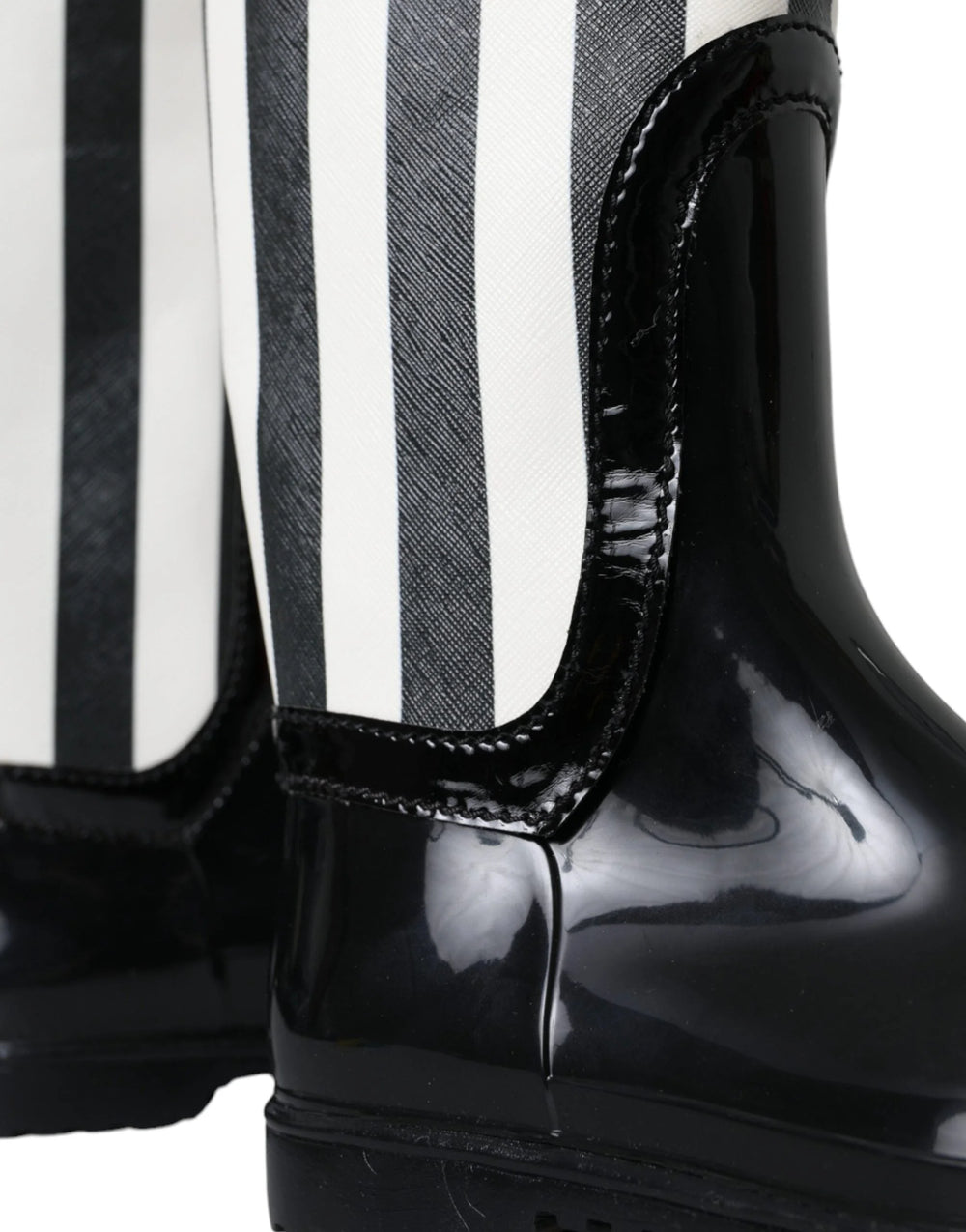 Dolce & Gabbana Black Rubber Knee High Flat Boots Shoes - Boots