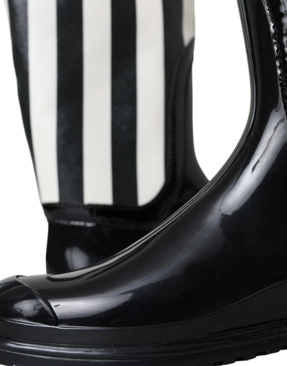 Dolce & Gabbana Black Rubber Knee High Flat Boots Shoes - Boots