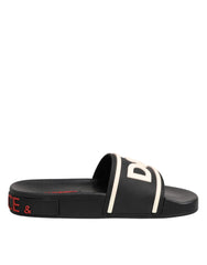 Dolce & Gabbana Black Rubber Slides Sandals Beachwear Shoes - EU35/US4.5 - Sandals