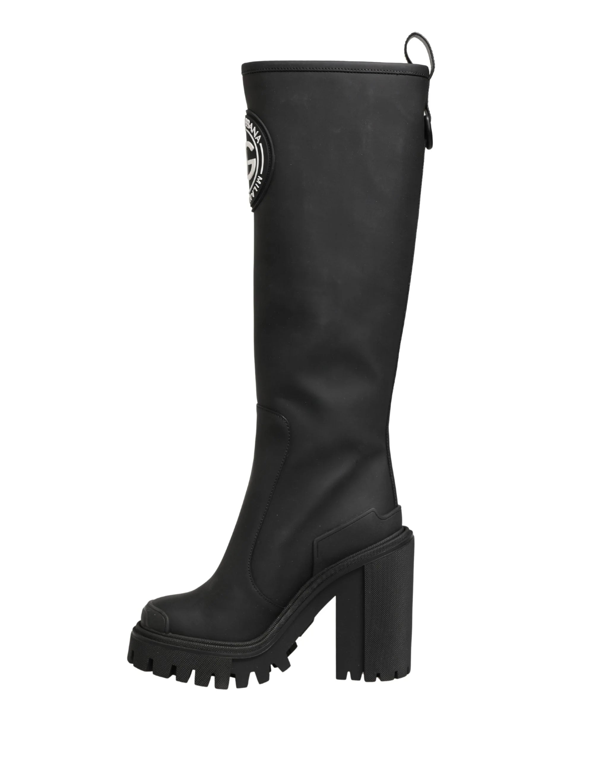 Dolce & Gabbana Black Rubberised Leather High Boots Shoes - EU35/US4.5