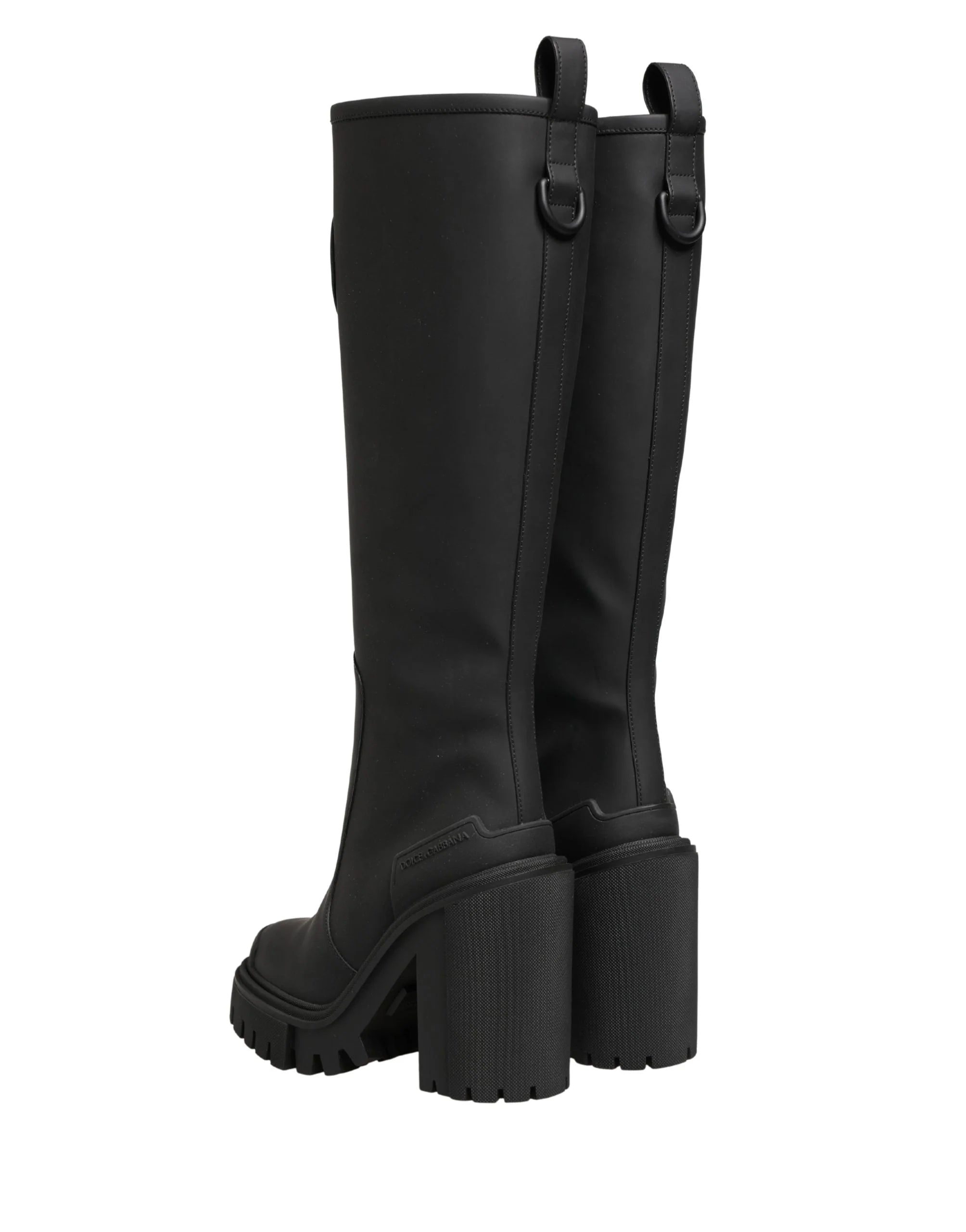 Dolce & Gabbana Black Rubberised Leather High Boots Shoes - EU35/US4.5