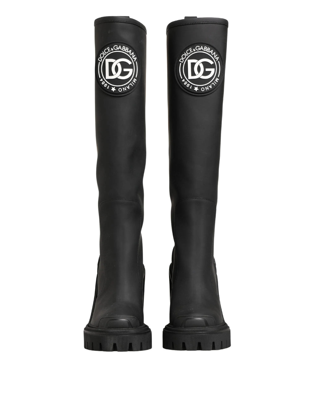 Dolce & Gabbana Black Rubberised Leather High Boots Shoes - EU35/US4.5
