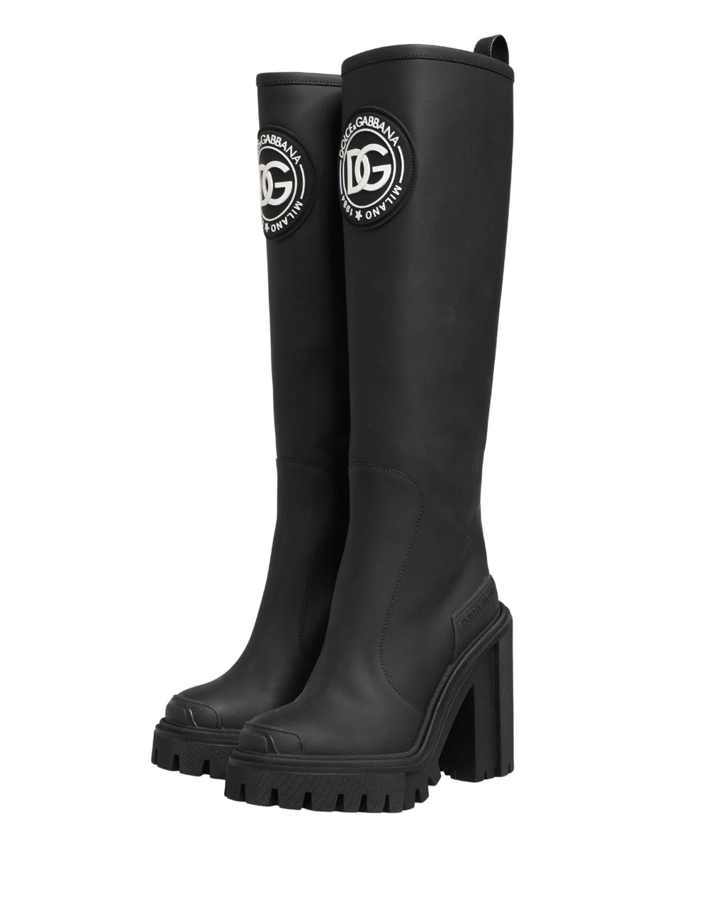 Dolce & Gabbana Black Rubberised Leather High Boots Shoes - EU35/US4.5