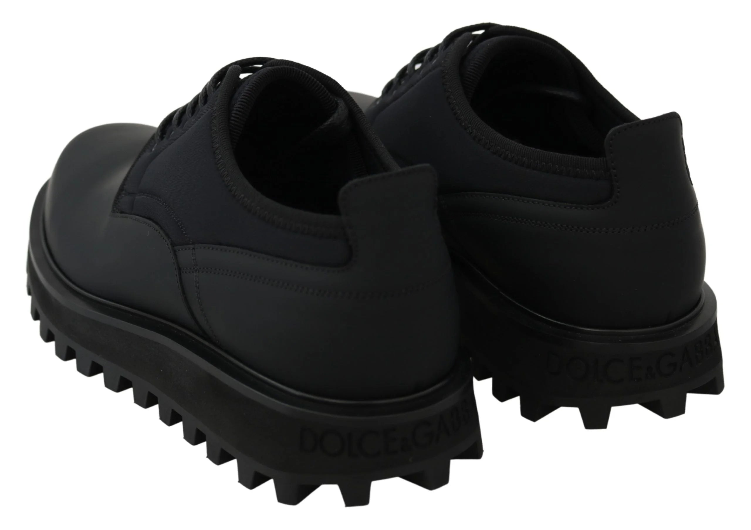 Dolce & Gabbana Black Rubberized Calfskin Chunky Derby Vulcano Shoes - EU44/US11