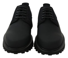 Dolce & Gabbana Black Rubberized Calfskin Chunky Derby Vulcano Shoes - EU44/US11