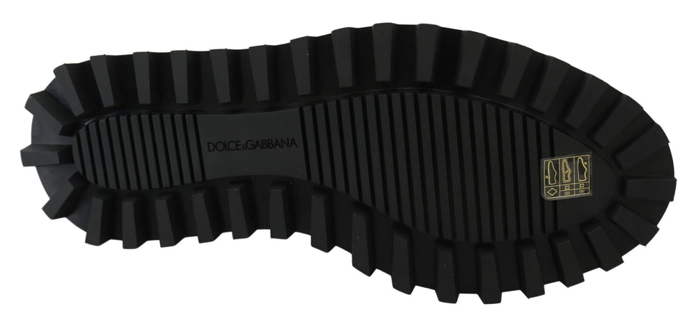 Dolce & Gabbana Black Rubberized Calfskin Chunky Derby Vulcano Shoes - EU44/US11