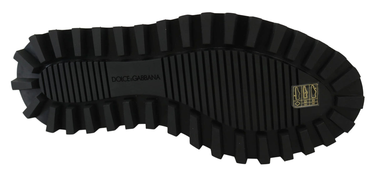 Dolce & Gabbana Black Rubberized Calfskin Chunky Derby Vulcano Shoes - EU44/US11