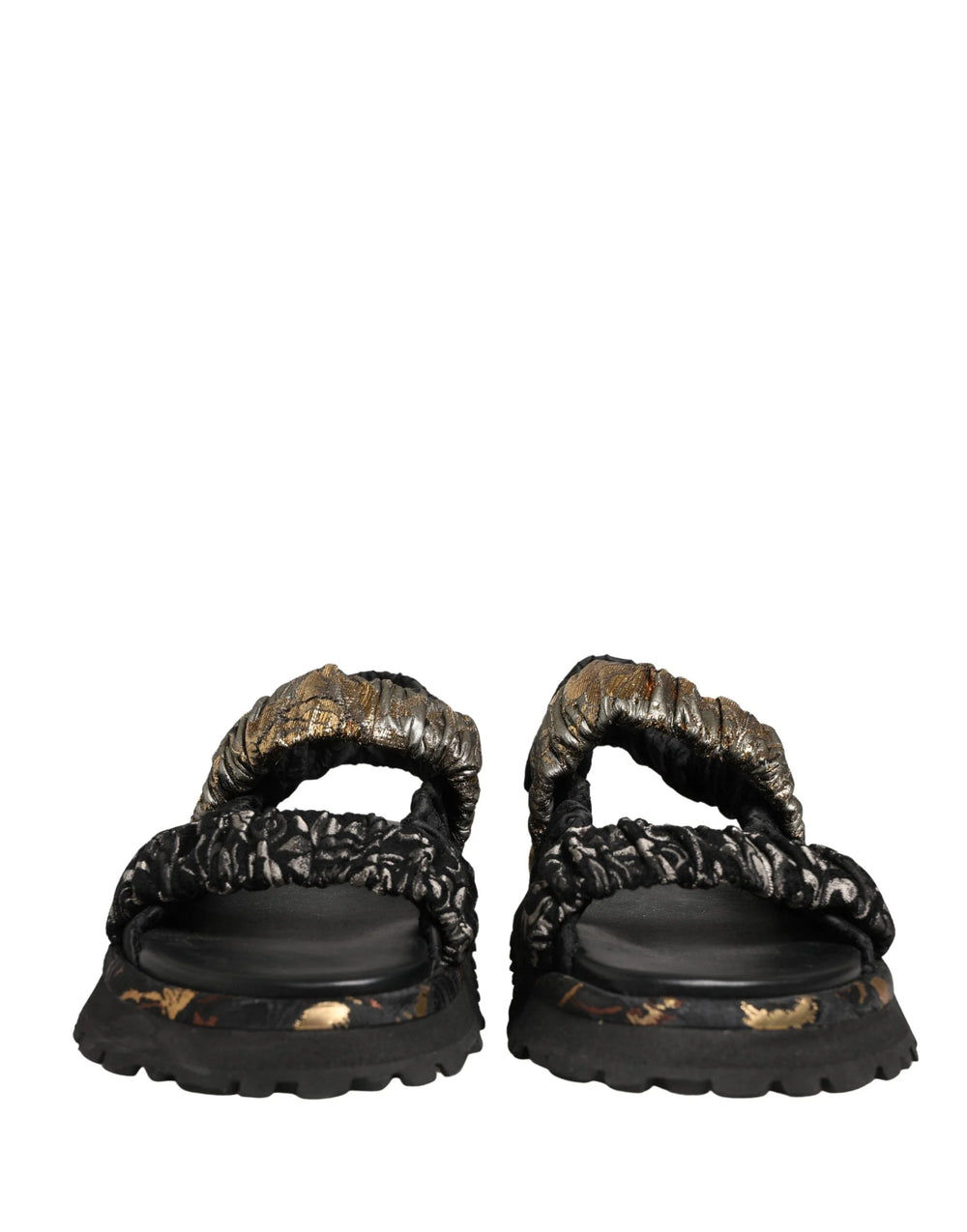 Dolce & Gabbana Black Ruching Detail Flats Men Sandals Shoes - EU44/US11