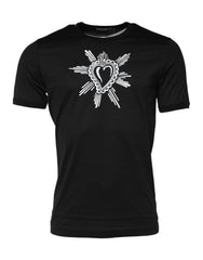 Dolce & Gabbana Black Sacred Heart Cotton Crew Neck T-shirt - T-Shirts