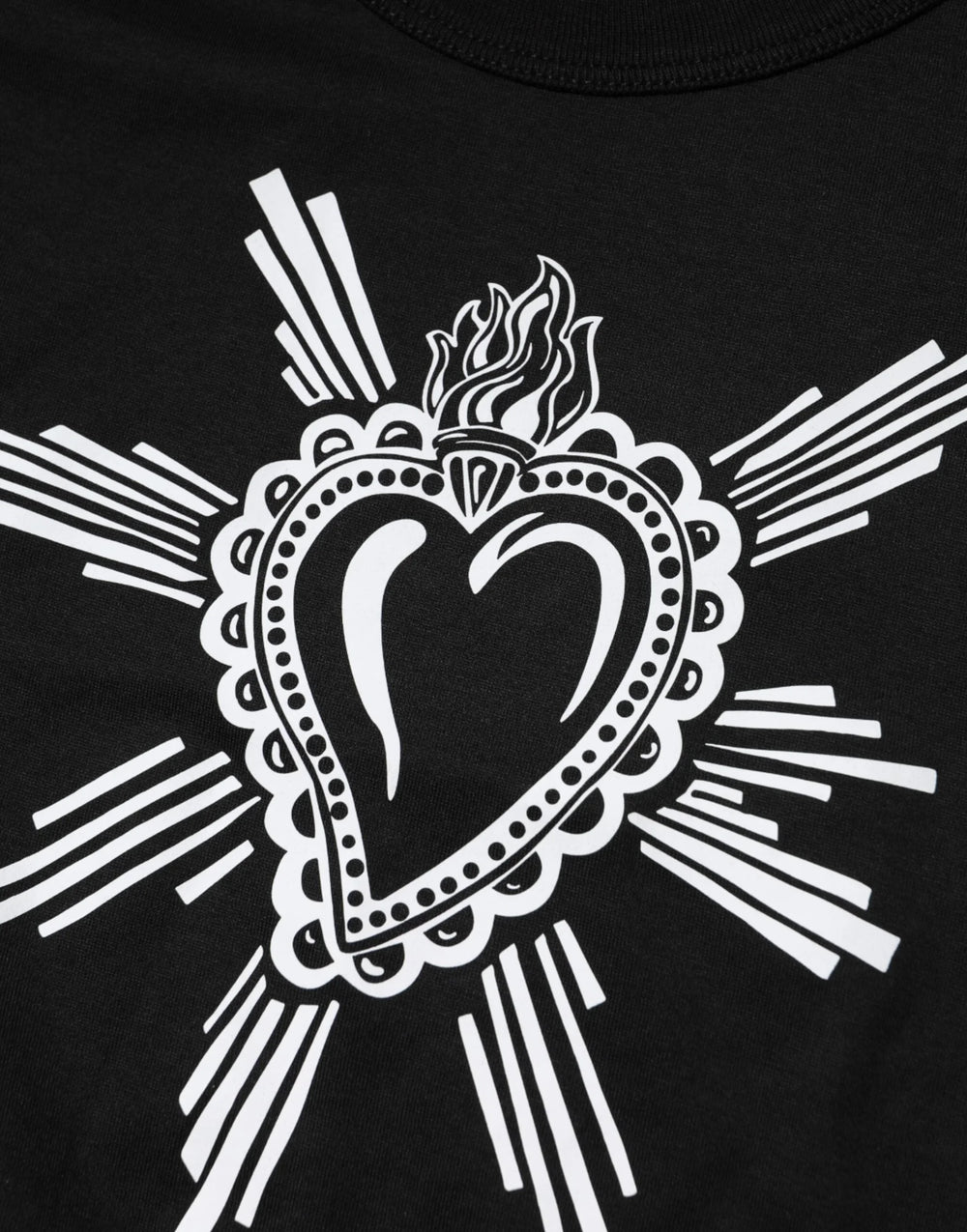 Dolce & Gabbana Black Sacred Heart Cotton Crew Neck T-shirt - T-Shirts