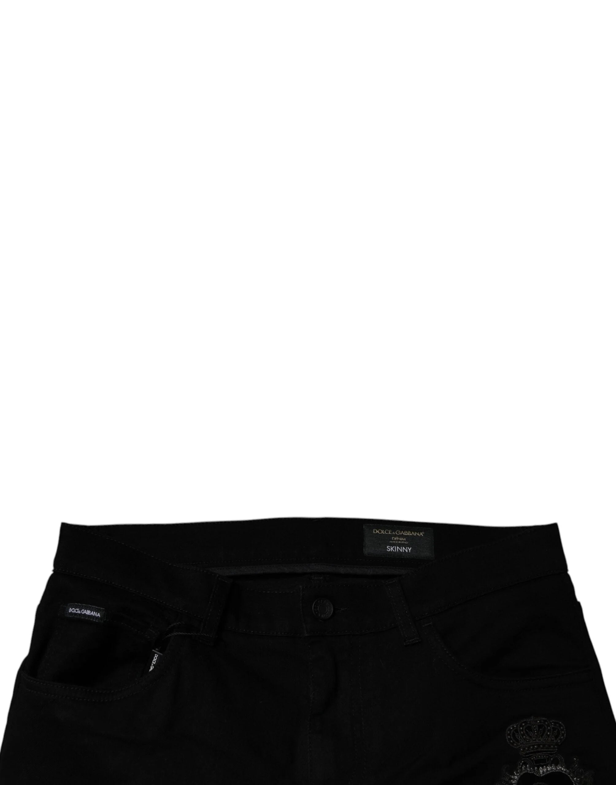 Dolce & Gabbana Black Sacred Heart Cotton Skinny Denim Jeans - IT56 | XXL - Jeans