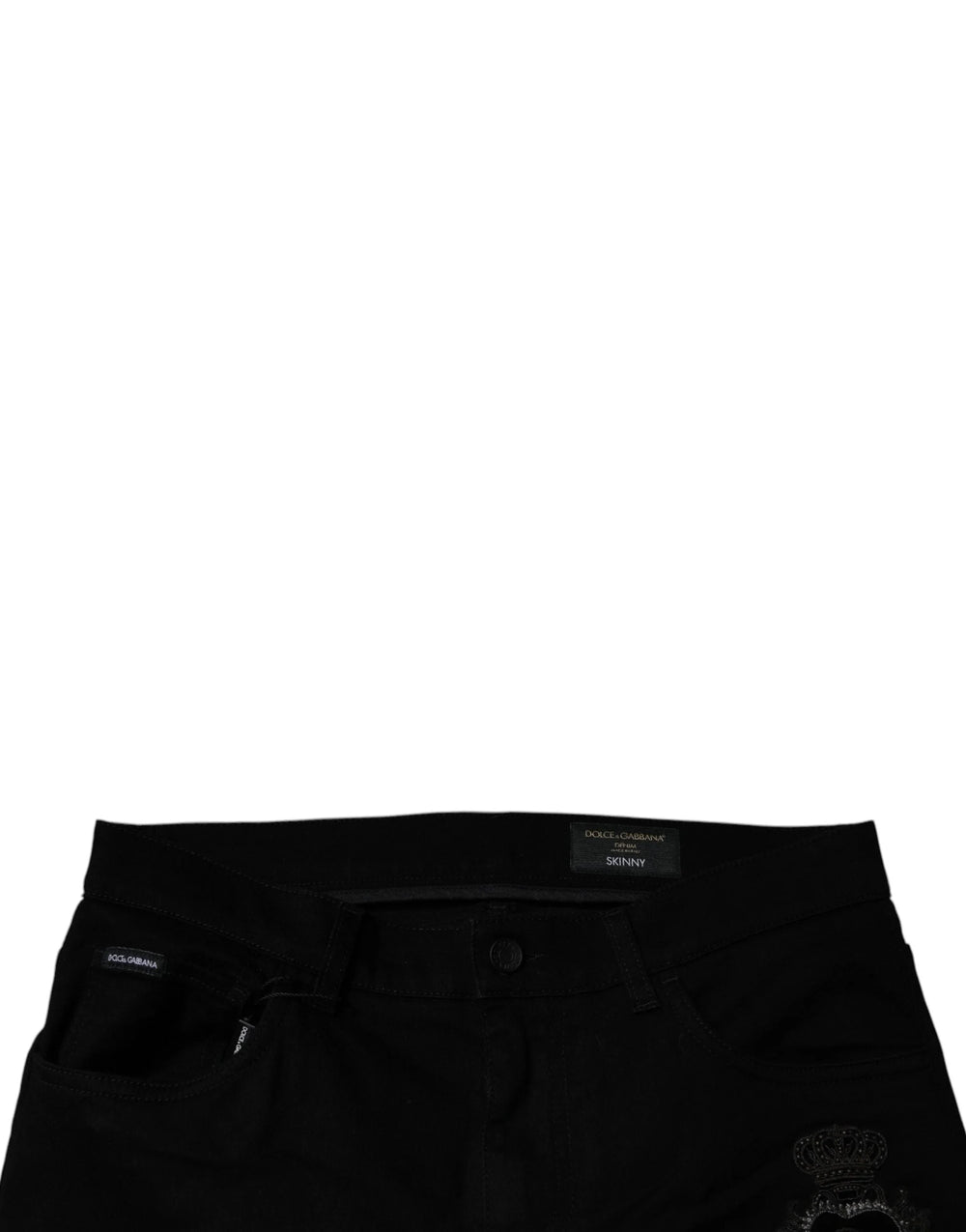 Dolce & Gabbana Black Sacred Heart Cotton Skinny Denim Jeans - IT56 | XXL - Jeans