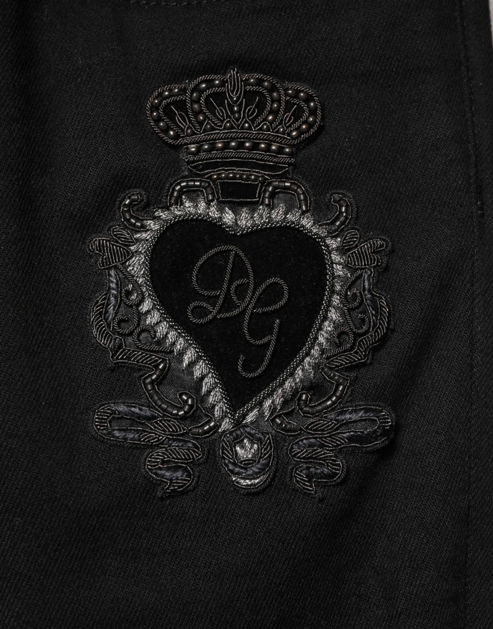 Dolce & Gabbana Black Sacred Heart Men Cotton Denim Jeans - IT50 | L