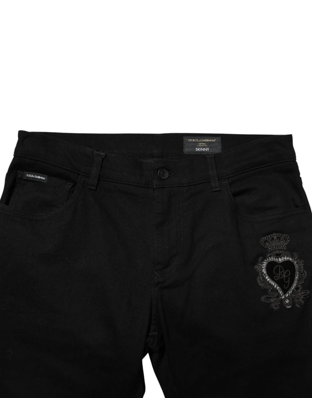 Dolce & Gabbana Black Sacred Heart Men Cotton Denim Jeans - IT50 | L