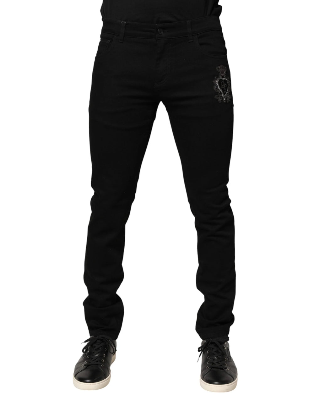 Dolce & Gabbana Black Sacred Heart Men Cotton Denim Jeans - IT50 | L
