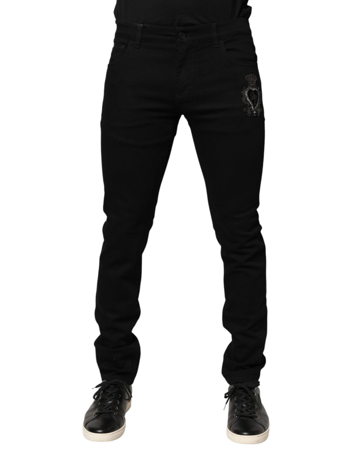 Dolce & Gabbana Black Sacred Heart Men Cotton Denim Jeans - IT50 | L