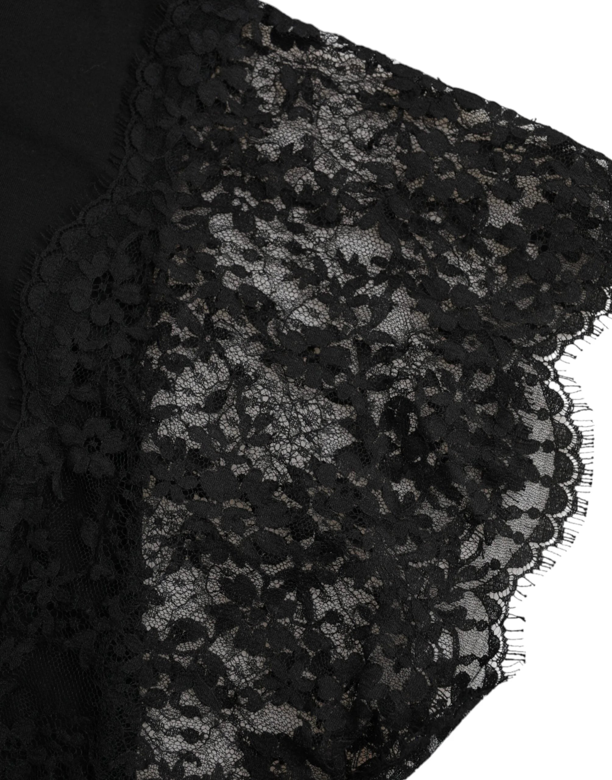 Dolce & Gabbana Black Sacred Heart Print Cotton Lace T-shirt - IT42|M - T-Shirts