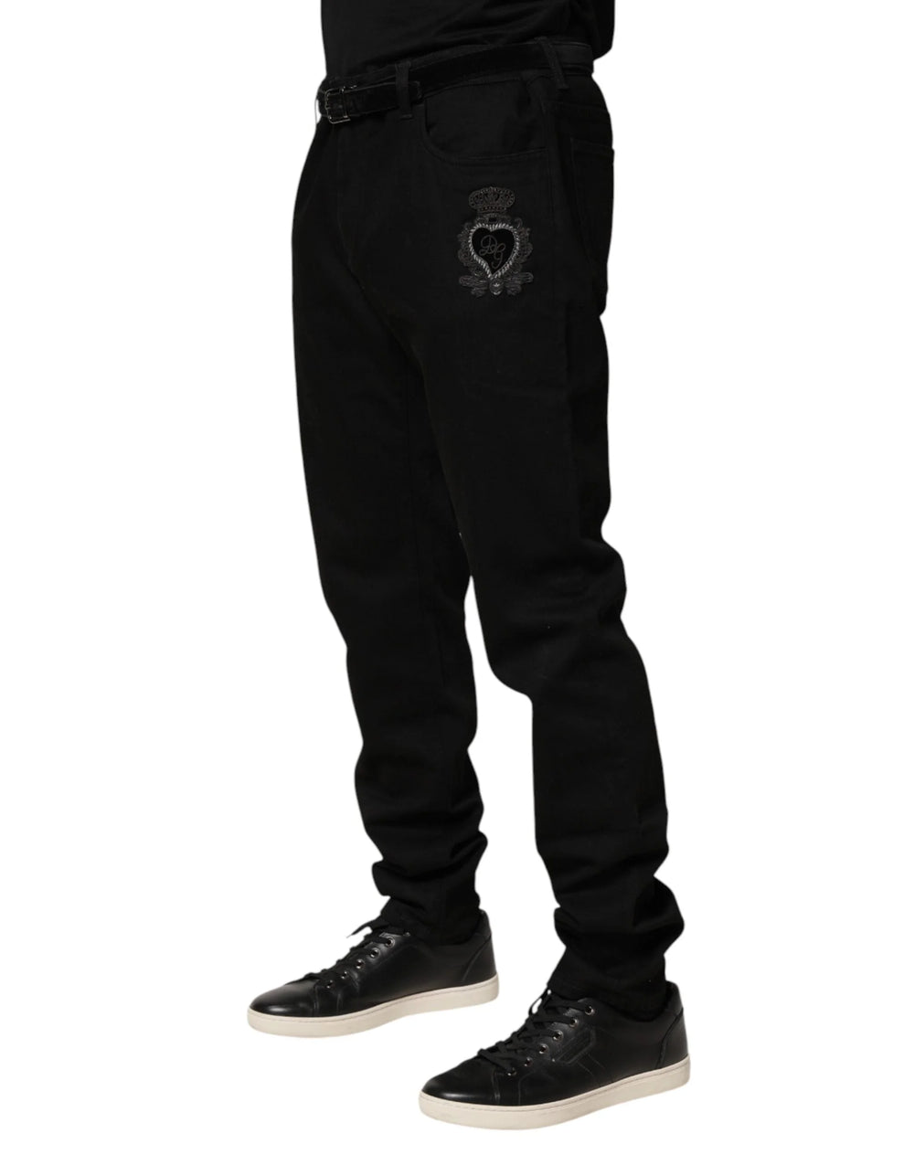 Dolce & Gabbana Black Sacred Heart Skinny Men Denim Jeans - IT58 | XXL