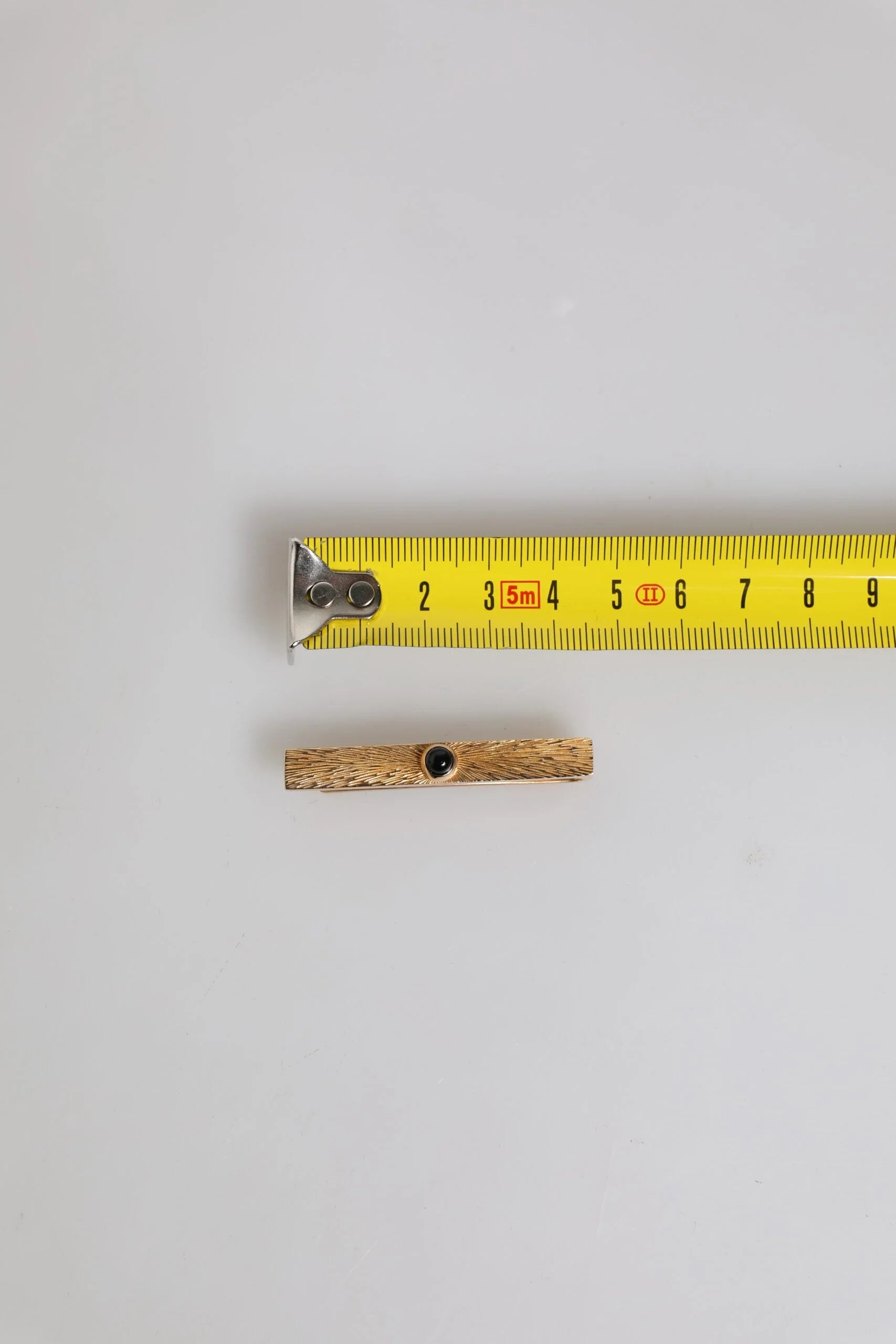 Dolce & Gabbana Black Sapphire Gold Tone Brass Tie Clip Bar - Tie Clips