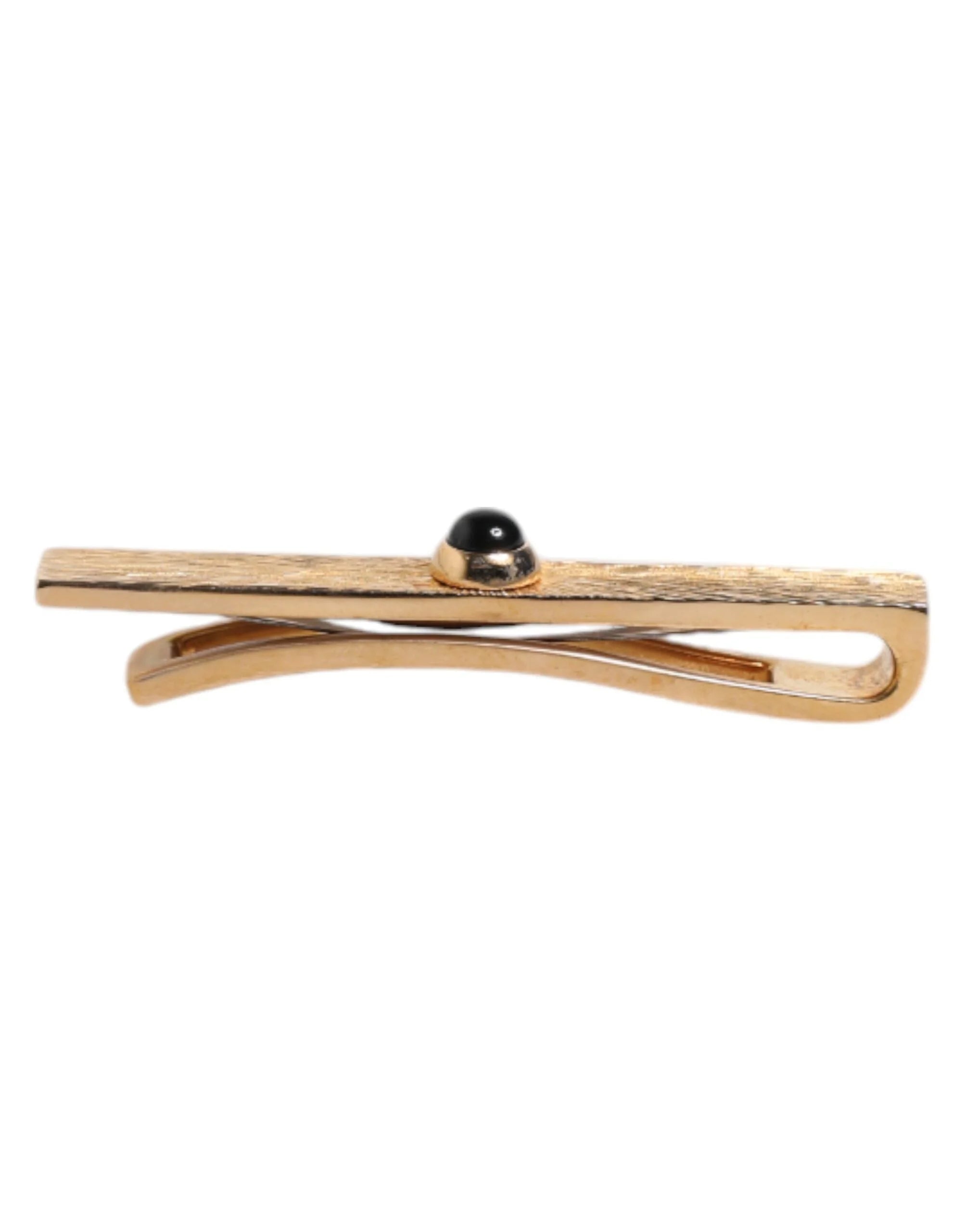 Dolce & Gabbana Black Sapphire Gold Tone Brass Tie Clip Bar - Tie Clips