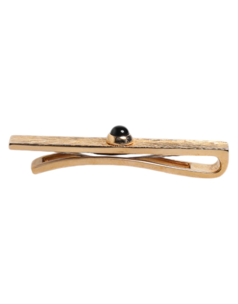 Dolce & Gabbana Black Sapphire Gold Tone Brass Tie Clip Bar - Tie Clips