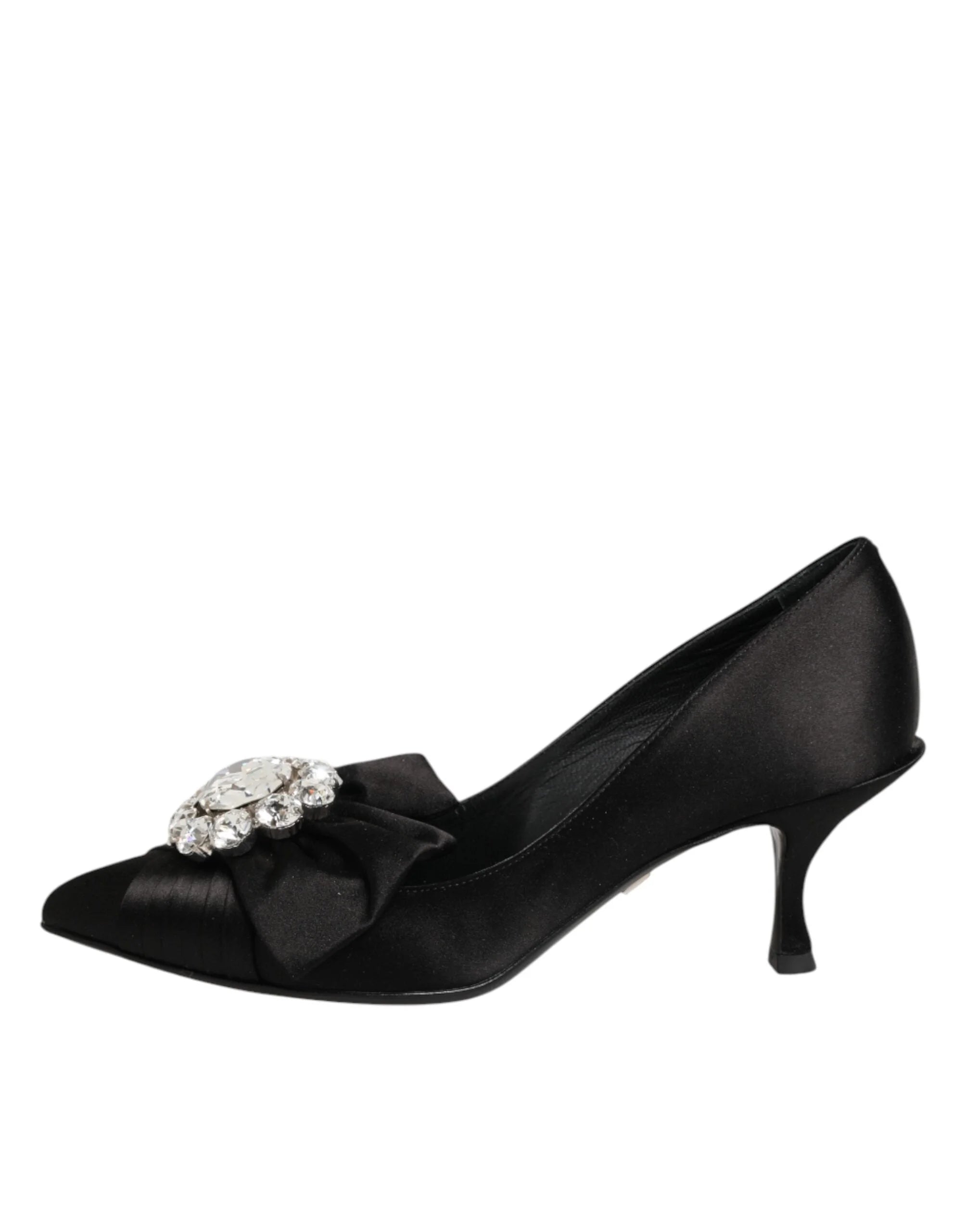 Dolce & Gabbana Black Satin Bow Crystal Embellishment Pumps Shoes - EU35.5/US5