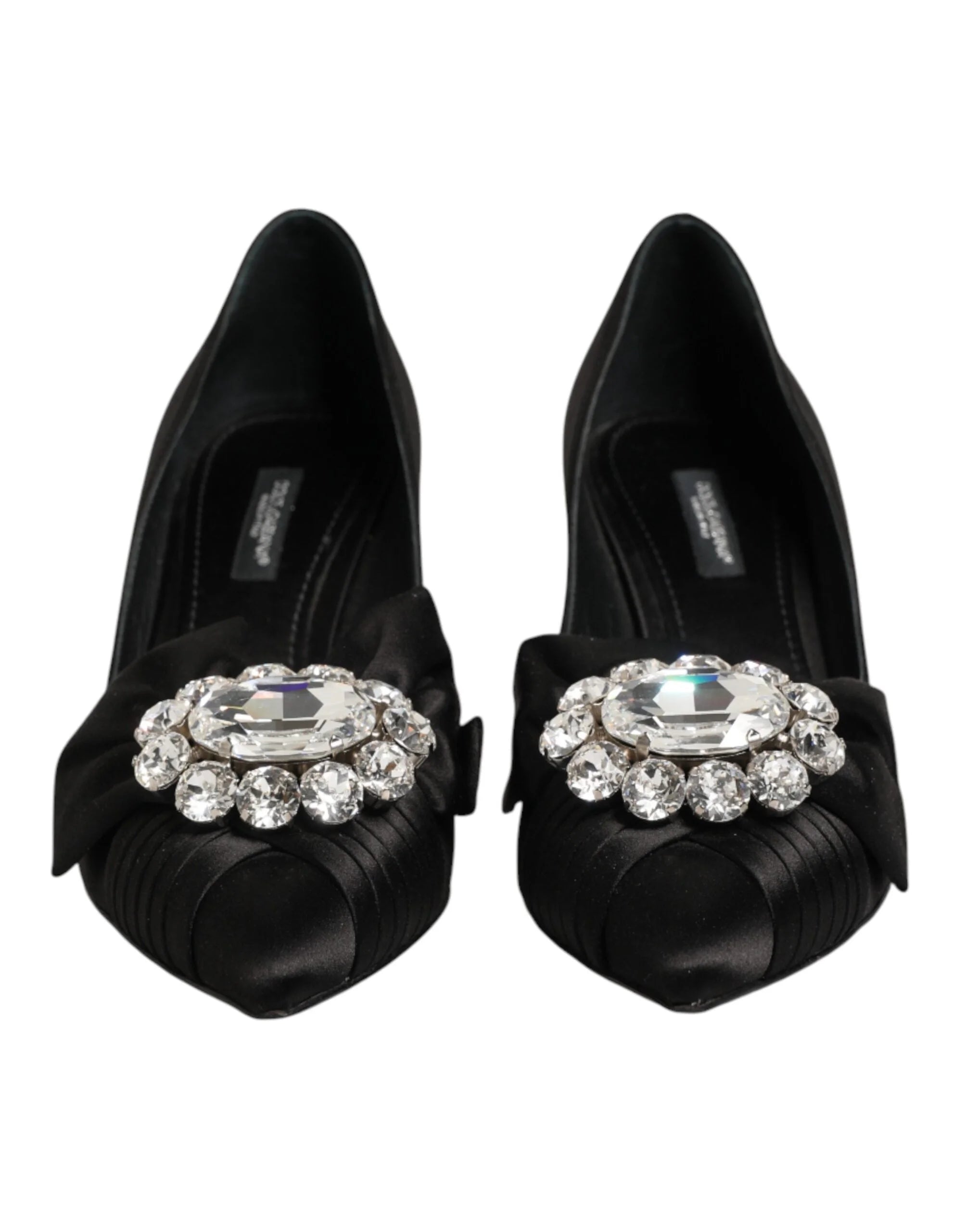 Dolce & Gabbana Black Satin Bow Crystal Embellishment Pumps Shoes - EU35.5/US5