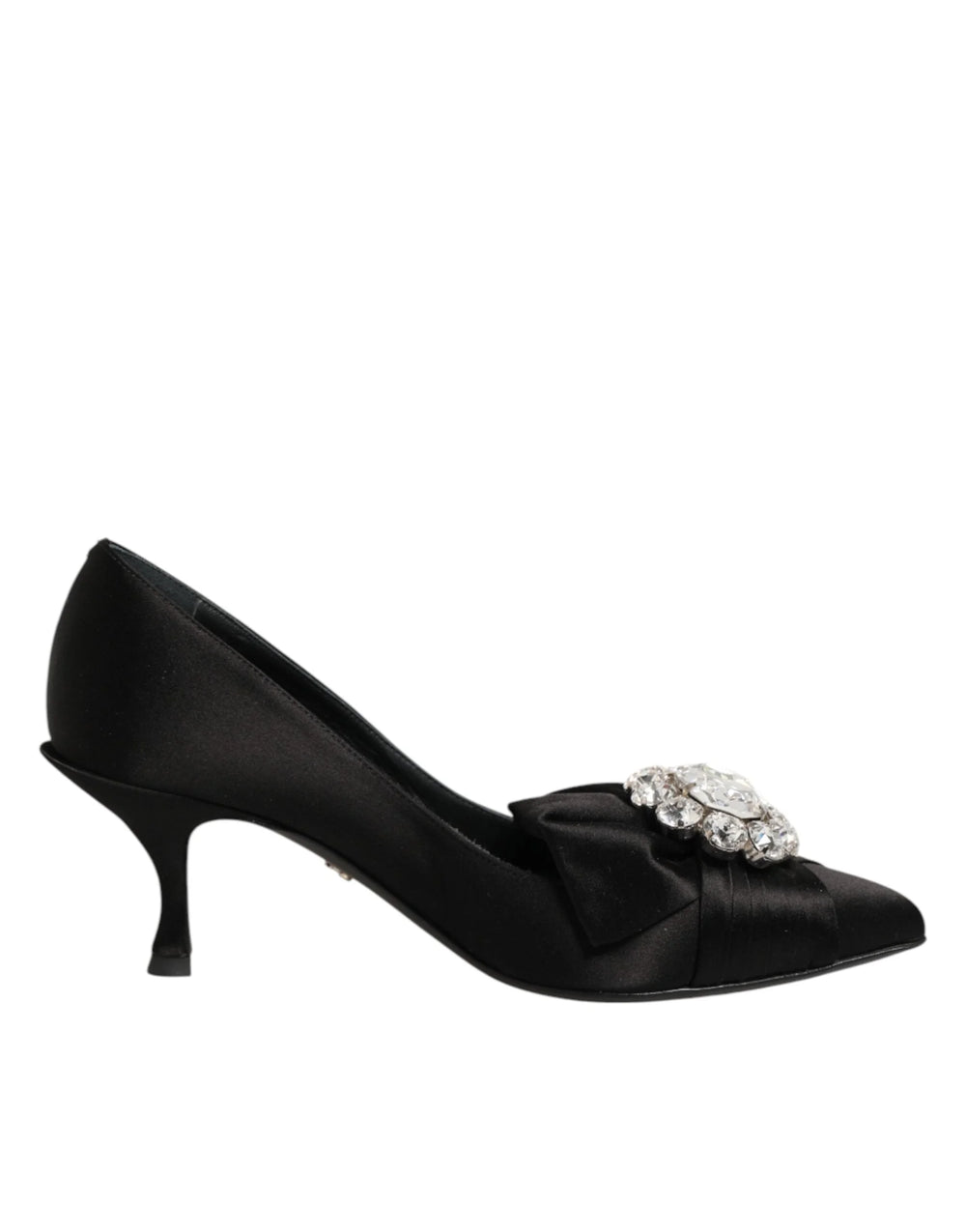 Dolce & Gabbana Black Satin Bow Crystal Embellishment Pumps Shoes - EU35.5/US5