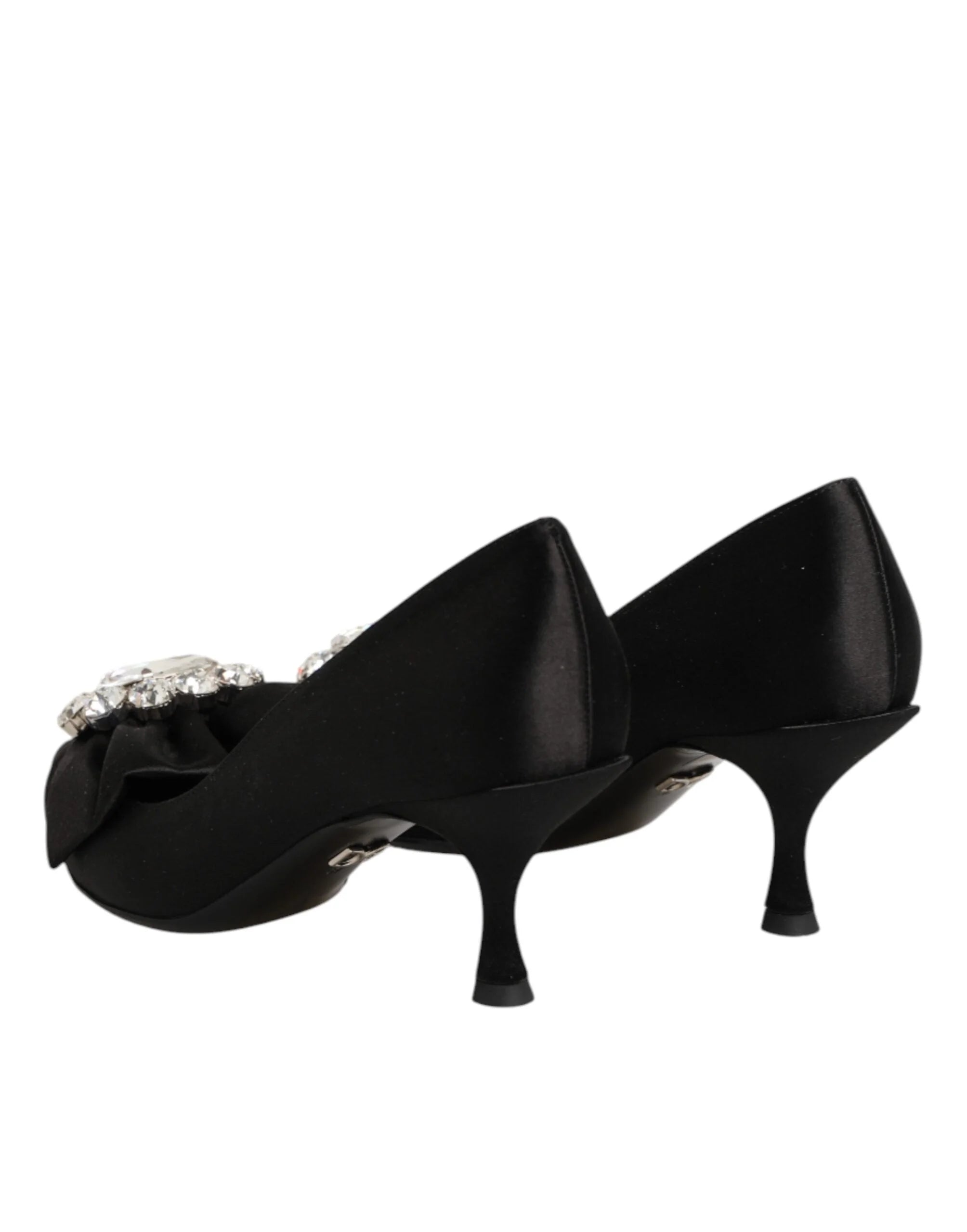 Dolce & Gabbana Black Satin Bow Crystal Embellishment Pumps Shoes - EU35.5/US5