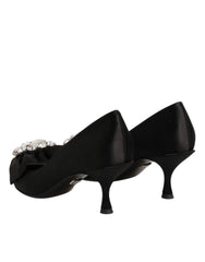 Dolce & Gabbana Black Satin Bow Crystal Embellishment Pumps Shoes - EU35.5/US5