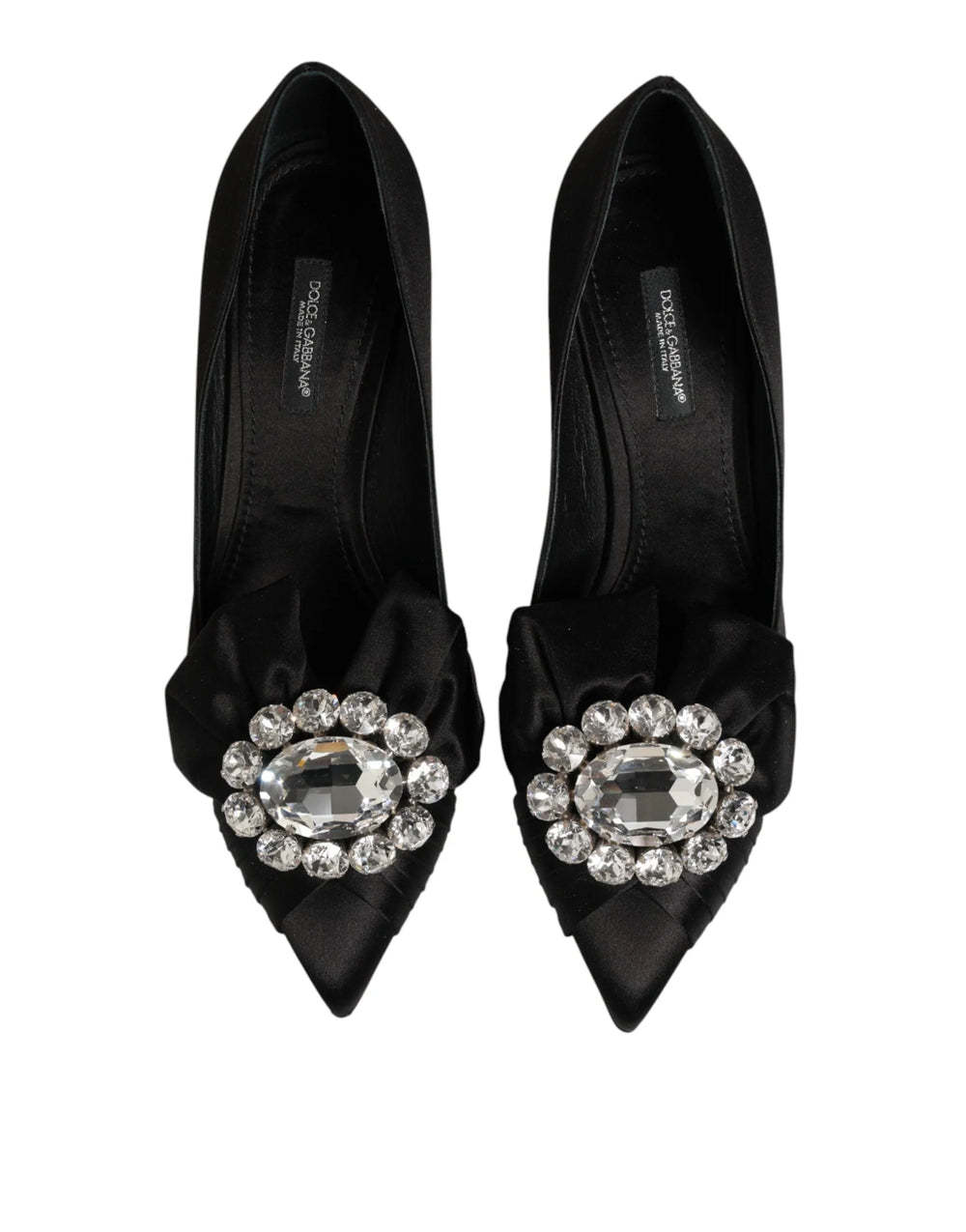Dolce & Gabbana Black Satin Bow Crystal Embellishment Pumps Shoes - EU35.5/US5