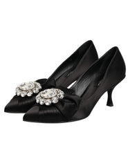 Dolce & Gabbana Black Satin Bow Crystal Embellishment Pumps Shoes - EU35.5/US5