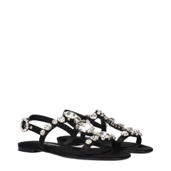 Dolce & Gabbana Black Satin Flat Sandals