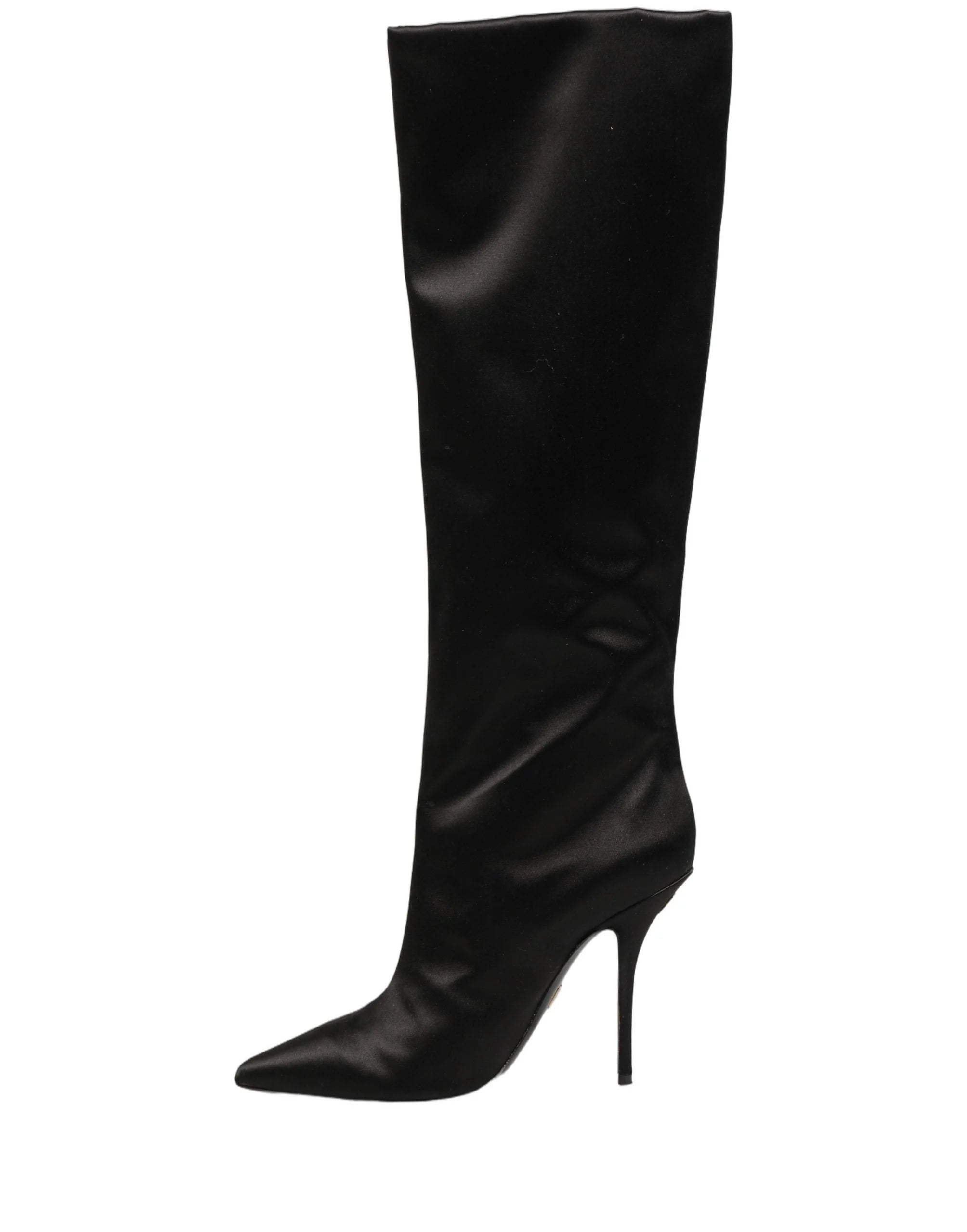 Dolce & Gabbana Black Satin Knee High Stiletto Boots Shoes - EU39/US8.5