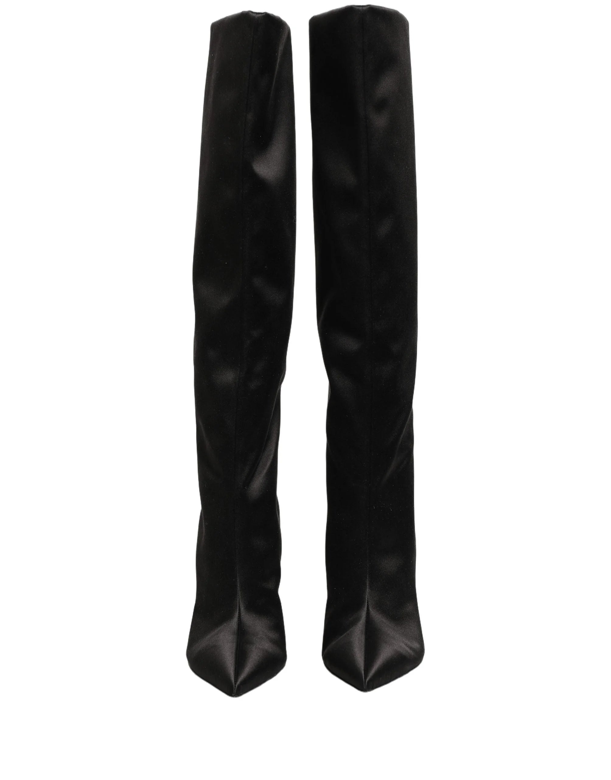 Dolce & Gabbana Black Satin Knee High Stiletto Boots Shoes - EU39/US8.5