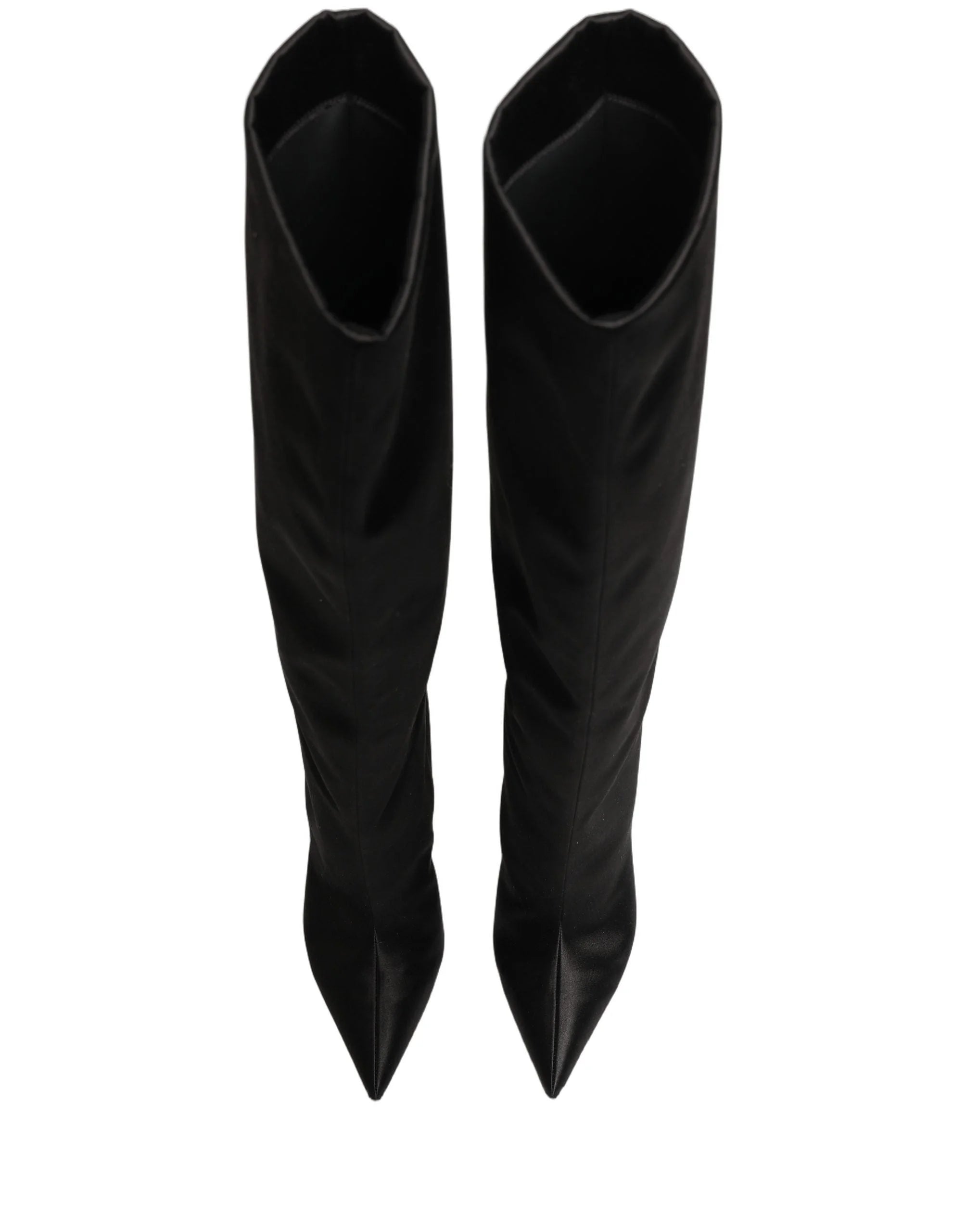 Dolce & Gabbana Black Satin Knee High Stiletto Boots Shoes - EU39/US8.5