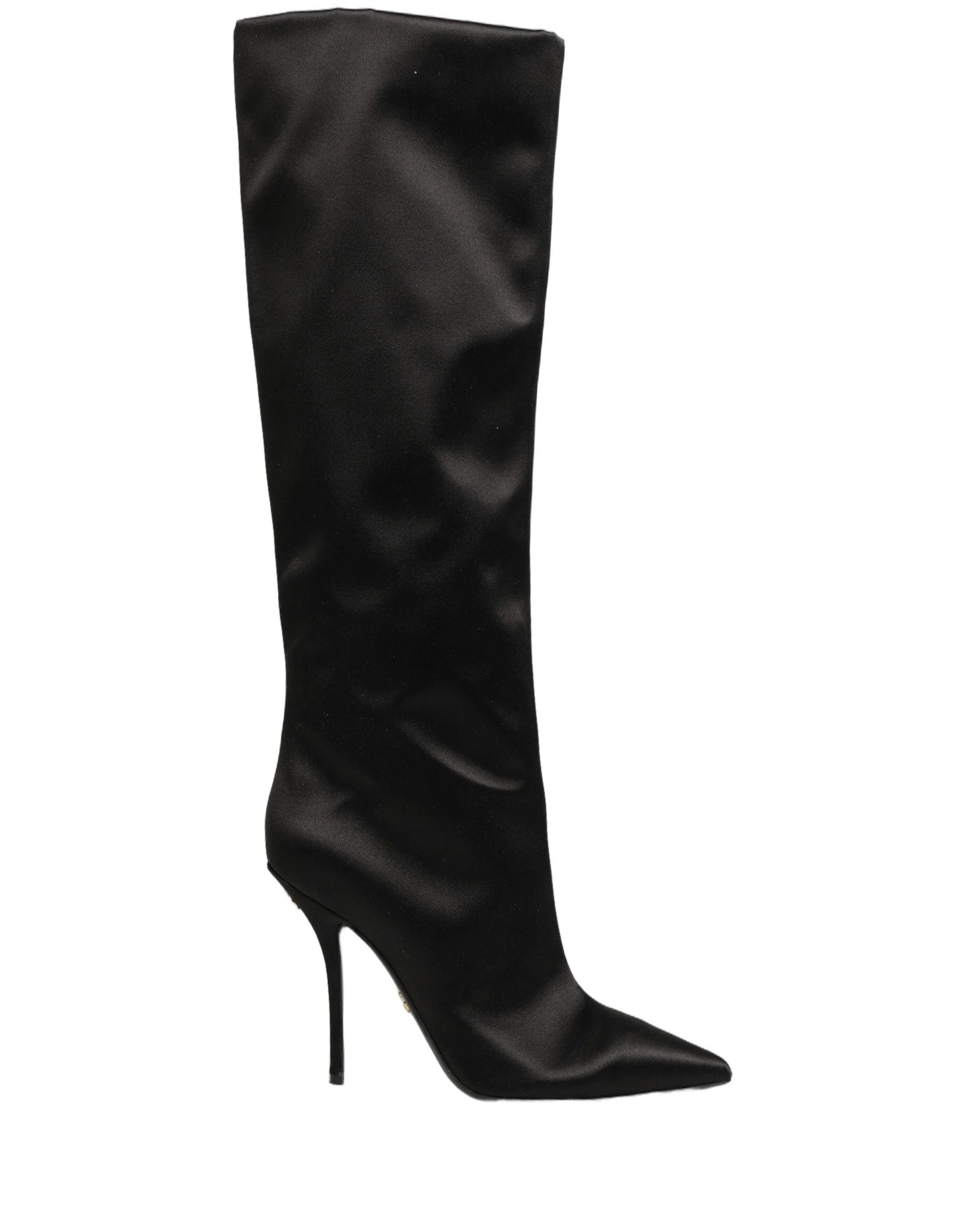 Dolce & Gabbana Black Satin Knee High Stiletto Boots Shoes - EU39/US8.5