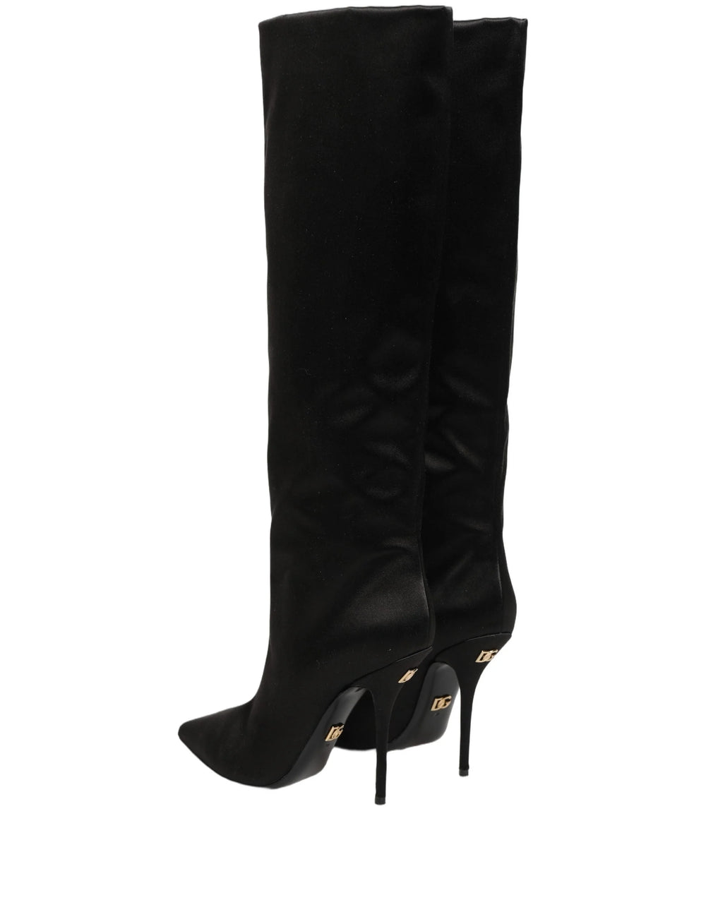 Dolce & Gabbana Black Satin Knee High Stiletto Boots Shoes - EU39/US8.5