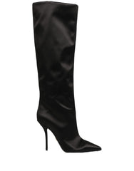 Dolce & Gabbana Black Satin Knee High Stiletto Boots Shoes - EU39/US8.5