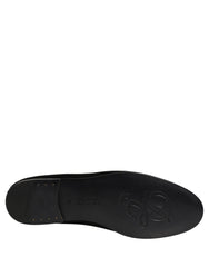 Dolce & Gabbana Black Satin Logo Slip On Flats Loafers Shoes
