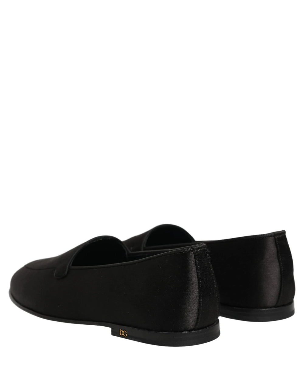 Dolce & Gabbana: Schwarze Satinslippers mit Logo – Loafer, Schuhgröße EU43/US10