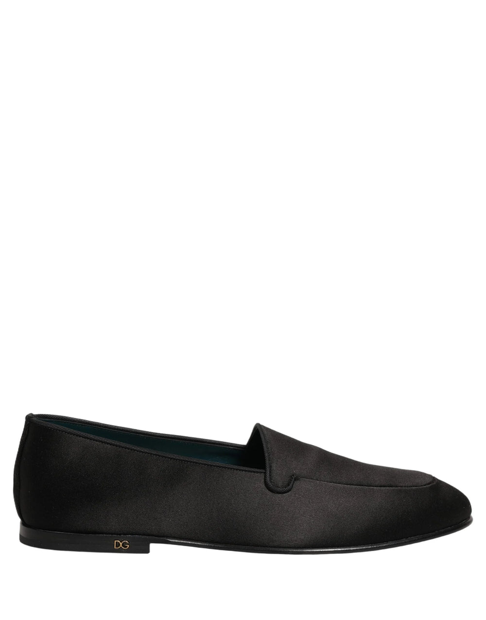 Dolce & Gabbana: Schwarze Satinslippers mit Logo – Loafer, Schuhgröße EU43/US10
