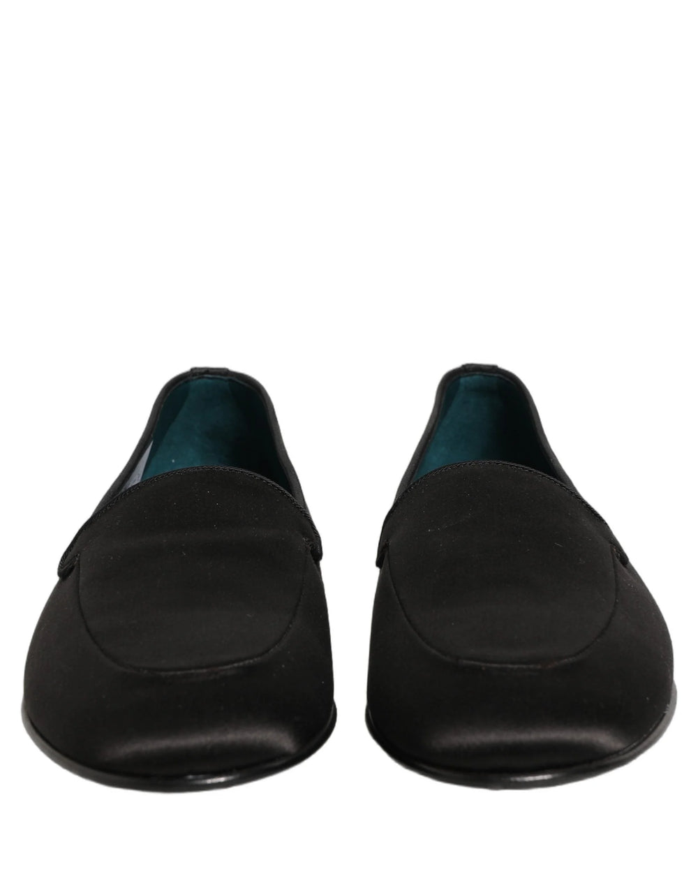 Dolce & Gabbana Schwarze Satinslipper mit Logo - EU43/US10