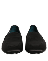 Dolce & Gabbana Schwarze Satinslipper mit Logo - EU43/US10